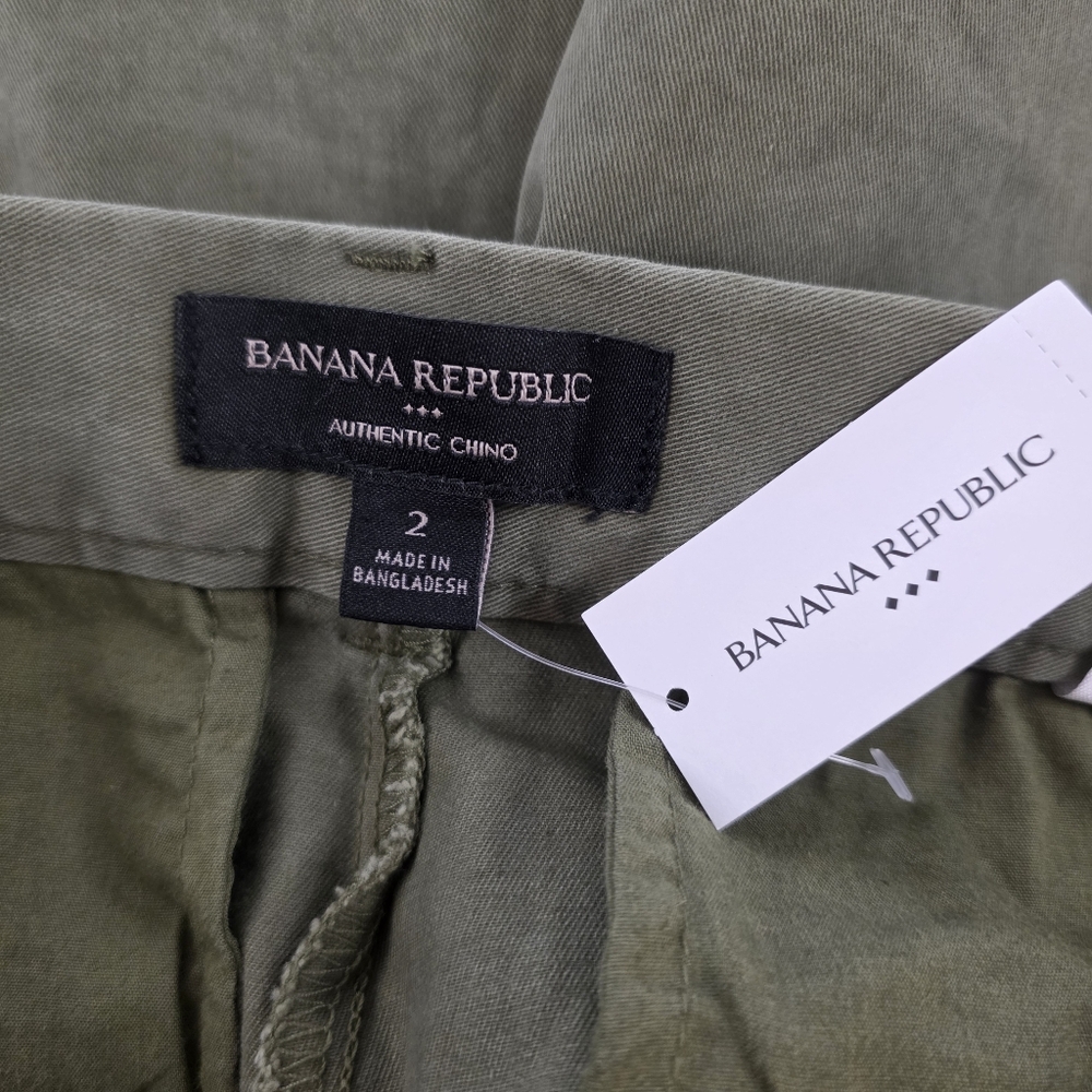 Banana Republic Chino Shorts Olive Green Belted High Rise Women Size 2 NWT - Picture 5 of 9